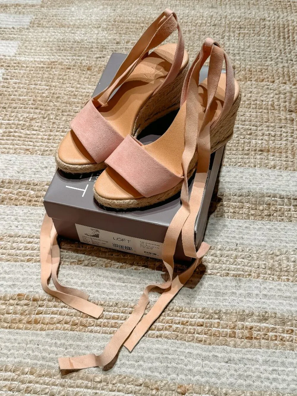 LOFT Espadrille Wedges with Ankle Straps in Rose